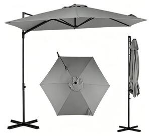 KOMFOTTEU, parasol ogrodowy, 290 cm, obrotowy o 360°, z korb i dwuwarstwowym daszkiem. Parasol ogrodowy ze stojakiem, zapewniajcy ochron przed socem, idealny na balkon, taras i do ogrodu. Mona go równie wykorzysta jako parasol targowy