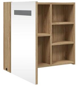 Szafka łazienkowa z lustrem i LED, kolor dębu, 60x13x52 cm