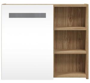 Szafka łazienkowa z lustrem i LED, kolor dębu, 60x13x52 cm