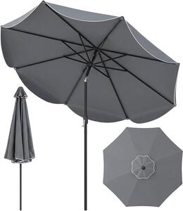 KOMFOTTEU Parasol ogrodowy 270 cm, parasol ogrodowy z korbk i funkcj pochylania, parasol balkonowy z 8 metalowymi ebrami i dwuwarstwowym daszkiem, osona przeciwsoneczna, parasol ogrodowy do ogrodu, tarasu i balkonu