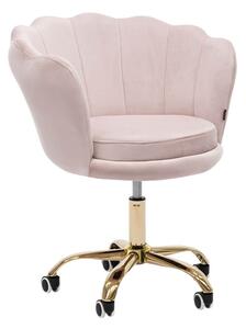 MebleMWM Krzesło obrotowe muszelka DC-6099S jasny róż welur nogi złote