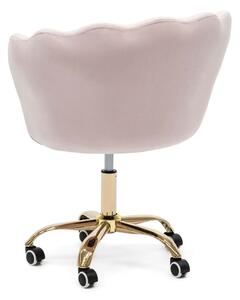EMWOmeble Krzesło obrotowe muszelka DC-6099S pudrowy róż welur / złote nogi