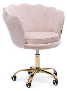 EMWOmeble Krzesło obrotowe muszelka DC-6099S pudrowy róż welur / złote nogi