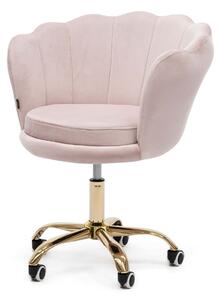 MebleMWM Krzesło obrotowe muszelka DC-6099S jasny róż welur nogi złote