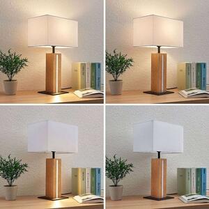 Lindby - Garry Square Lampa Stołowa White/Wood Lindby