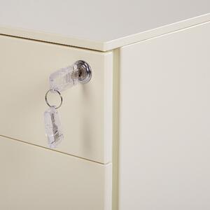 Szafka na dokumenty beżowa stalowa na kółkach 3 szuflady zamykana na klucz Cami Beliani