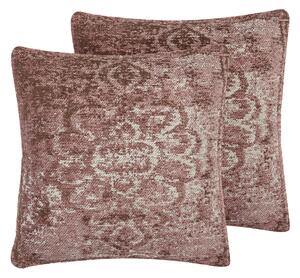 Zestaw 2 poduszek dekoracyjnych różowy postarzany bawełniany 45 x 45 cm Vakayar Beliani
