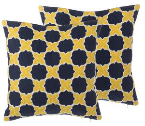 Zestaw 2 poduszek dekoracyjnych z wzorem 45 x 45 cm żółto-niebieski Muscari Beliani
