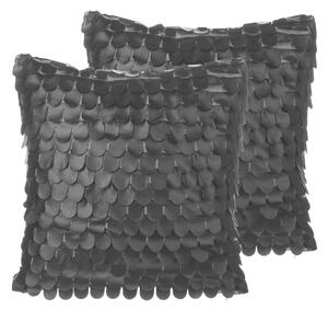 Zestaw 2 poduszek dekoracyjnych czarny ekoskóra 45 x 45 cm z wypełnieniem Lobelia Beliani