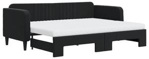 Sofa rozsuwana z materacami, czarna, 80x200 cm, aksamit