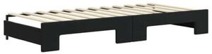 Sofa rozsuwana z materacami, czarna, 80x200 cm, aksamit