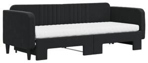 Sofa rozsuwana z materacami, czarna, 80x200 cm, aksamit