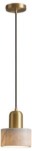 Marmo - lampa wisząca 15 cm cylindryczny marmur kamień mosiądz złoty