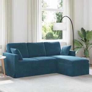 Nowoczesna sofa aksamitna w kolorze niebieskim z metalowÄ ramÄ i ergonomicznym projektem