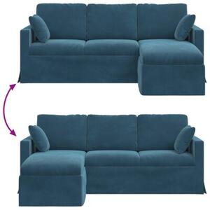 Nowoczesna sofa aksamitna w kolorze niebieskim z metalowÄ ramÄ i ergonomicznym projektem