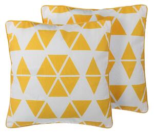 Zestaw 2 poduszek dekoracyjnych kwadratowe 45 cm geometryczny kształt żółty Pansy Beliani