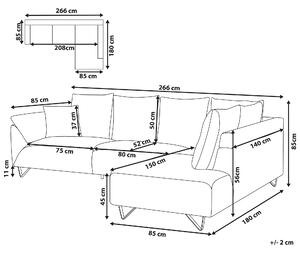 Sztruksowy narożnik lewostronny sofa z poduszkami szara styl retro Lunner Beliani