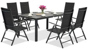 Meble ogrodowe aluminiowe polywood Verona dla 6 osób Garden Point czarne