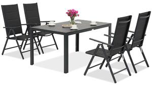 Meble ogrodowe aluminiowe polywood Verona dla 4 osób Garden Point czarne