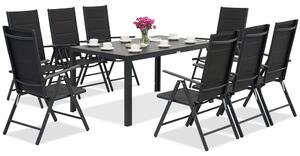 Meble ogrodowe aluminiowe polywood Verona dla 8 osób Garden Point czarne