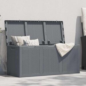 Skrzynia ogrodowa, szara, rattan pp, 270 l