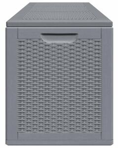 Skrzynia ogrodowa, szara, rattan pp, 270 l
