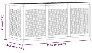 Skrzynia ogrodowa, szara, rattan pp, 270 l