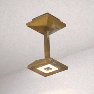 Moretti Luce Zewnętrzna lampa sufitowa zewnętrzna LED Aura Edge, wysokość 20 cm, mosiądz Edge, brązowy / mosiężny, mosiądz, dworkowy / rustykalny