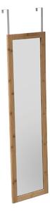 Wysokie lustro do zawieszenia na drzwi, bambusowa rama, 110 x 30 x 1,5 cm