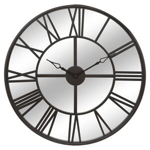 Zegar na ścianę w salonie, industrialna tarcza, szkło i metal, Ø 70 cm