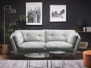 Sofa trzyosobowa retro welurowa szara pikowana z metalowymi nogami Lenvik Beliani