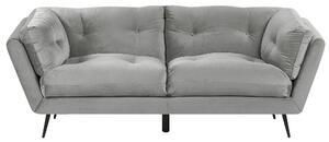 Sofa trzyosobowa retro welurowa szara pikowana z metalowymi nogami Lenvik Beliani