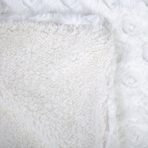 Narzuta na łóżko koc z podszyciem sztuczne futro 200 x 220 cm biały Kandilli Beliani