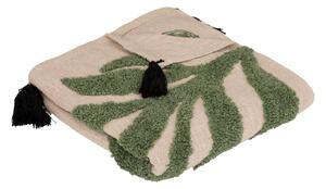 Narzuta na łóżko Cosy, bawełniana, wzór liści, 180 x 130 cm