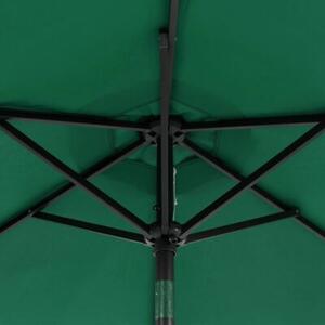 Parasol ogrodowy na stalowym słupku, zielony, 225x225x212 cm