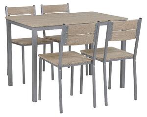 Zestaw mebli do jadalni stół 4 krzesła stal MDF jasne drewno szary Blumberg Beliani