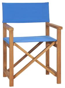 Składane krzesła reżyserskie, 2 szt., niebieskie, drewno tekowe