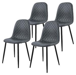 ML-Design zestaw 4 krzeseł do jadalni, antracyt, krzesło kuchenne z imitacji skóry, krzesło do salonu z oparciem, tapicerowane krzesło do stołu z metalowymi nogami