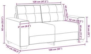 Sofa dwuosobowa, jasnoszara, 160x77x82 cm, tkanina