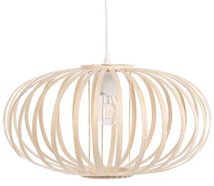 Boho lampa sufitowa wisząca bambusowa ø 50 cm do jadalni jasne drewno Havel Beliani