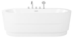 Wanna wolnostojąca minimalistyczna biała akryl 170 x 80 cm z armaturą Empresa Beliani