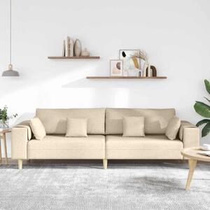 Sofa 4-osobowa kremowa z oddychajÄ cej tkaniny i poduszkami sprÄÅ¼ynowymi