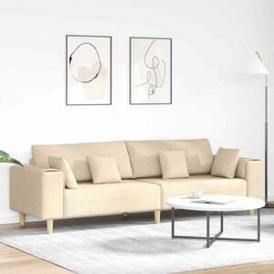 Sofa 4-osobowa kremowa z oddychajÄ cej tkaniny i poduszkami sprÄÅ¼ynowymi