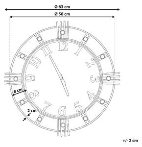 Lancy, okrągły zegar ścienny, żelazo, złoty, motyw inspirowany mapą świata ø 63 cm Beliani