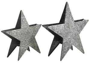 Zestaw 2 świeczników gwiazd srebrny ozdoba świąteczna Tornio Beliani