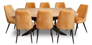 ZESTAW MEBLI: Rozkładany Stół Dębowy SJ50 200/100 cm + 8 krzeseł KJ kubełek OLO