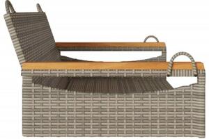 Ławka bujana, szara, 109x62x40 cm, polirattan