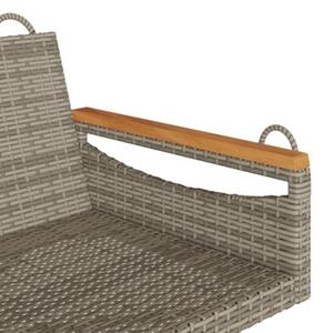 Ławka bujana, szara, 109x62x40 cm, polirattan
