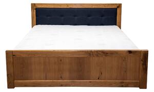 Drewniane łóżko LEONI 160×200 cm dębowe jeden panel w tkaninie w stylu loftowym