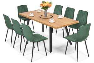 Zestaw do jadalni 8-osobowy stół ESSEN i krzesła SOFIA - ciemnozielony
